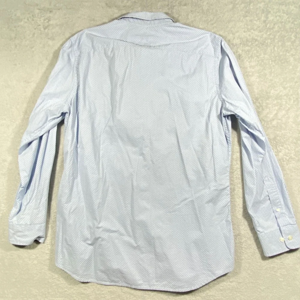 Banana Republic Mens XL Slim Fit Stretch Soft‎ Wash Blue Diamond Print Shirt